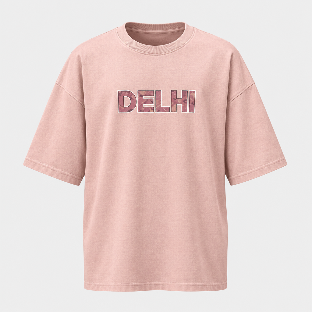 Dusty rose Delhi graphic tee ghost mannequin