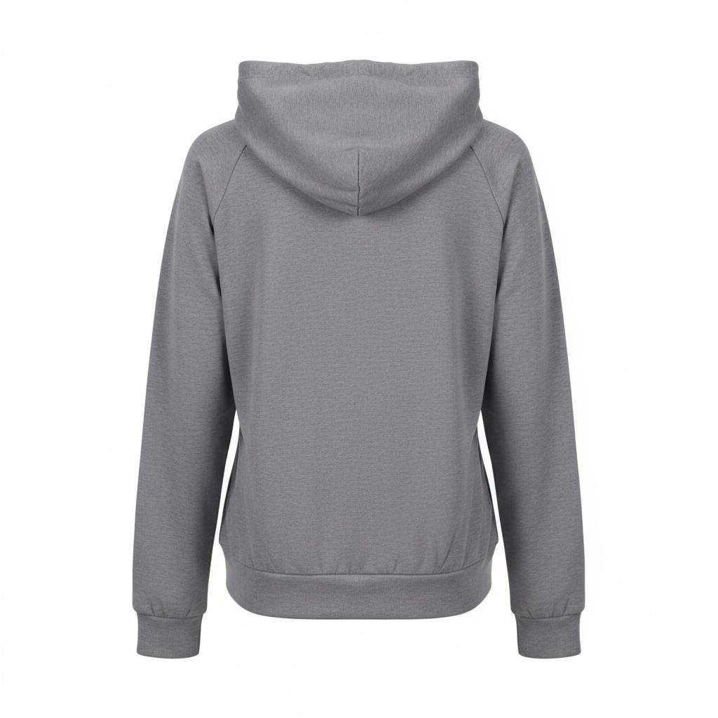 Women's grey hoodie with gold sequin front panel - ghost mannequin back view