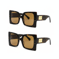 Ghost mannequin view — Oversized Square Sunglasses Tortoiseshell Gold Plate, front and side view