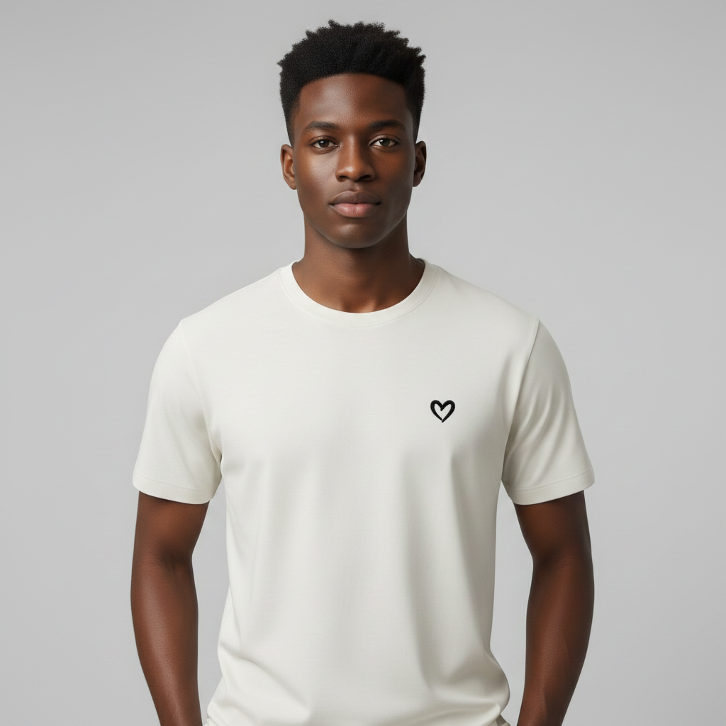 Mini Heart Logo Tee – Model Front View