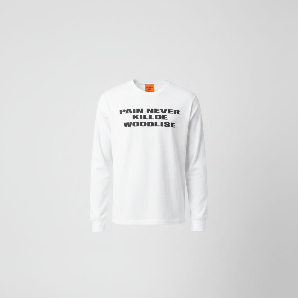 White bold slogan long sleeve tee front view