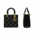 Women's Black Rhinestone Crystal Structured Tote Bag – Ghost Mannequin Front and Side View