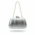 Enemuo Ribbed Velvet Ball-Clasp Box Clutch in Silver – ghost mannequin on white background
