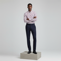 White Red Navy Plaid Long-Sleeved Shirt - Model Shot