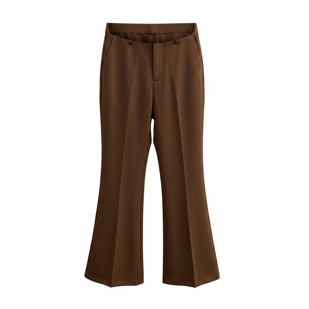 Women's Brown Wide-Leg Palazzo Trousers – Ghost Mannequin Front View