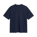 Plain navy crew-neck T-shirt on an invisible mannequin