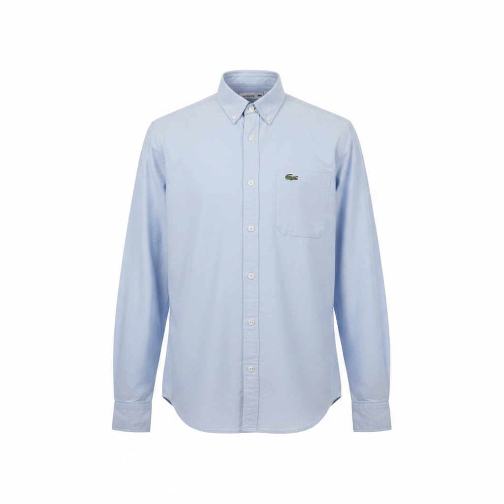 Powder blue plain long-sleeved shirt ghost mannequin front view