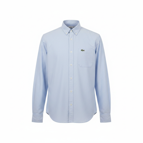 Powder blue plain long-sleeved shirt ghost mannequin front view