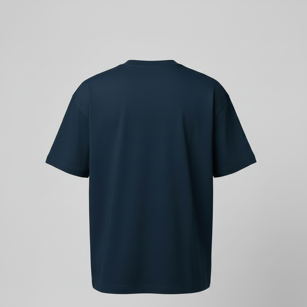 Navy Fable Rock and Roll Oversized Tee - Ghost Mannequin Back