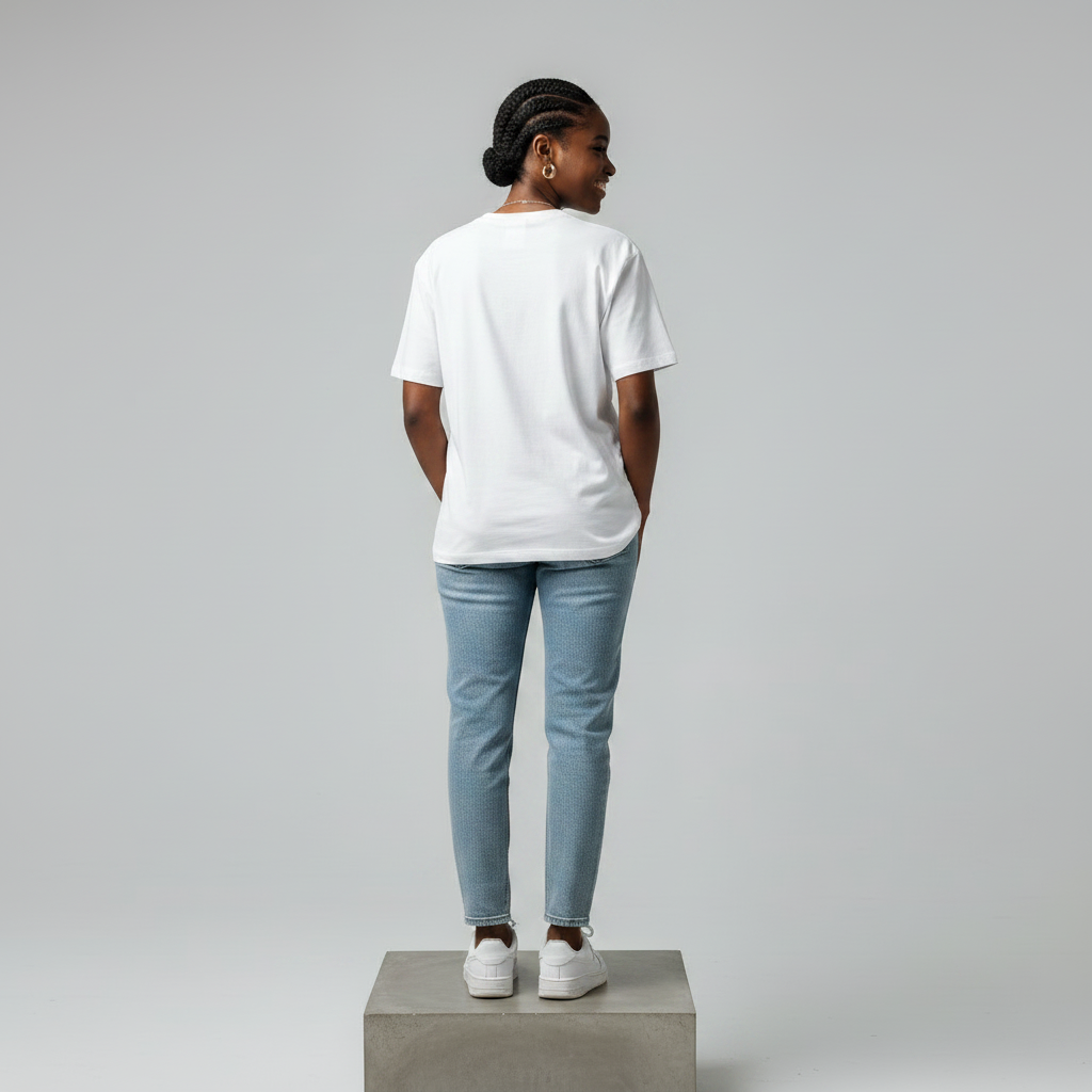 White Graphic Icon Print Shirt - Model Back