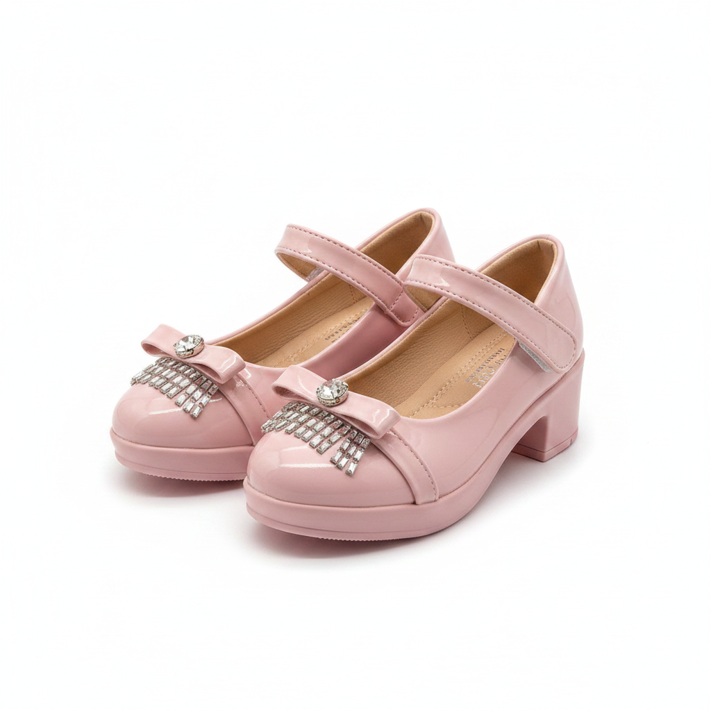 C5634 Girls Crystal Bow Mary Jane – Pink Ghost Mannequin