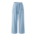 Powder-blue button-tab wide-leg drawstring trousers in ghost mannequin view on white