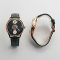 Men's Green Dial Rose Gold Tourbillon Automatic Watch – Front and Side Ghost Mannequin View