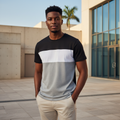 Color Block Tee – Nigerian Male Model Front View