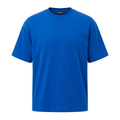 Royal-blue plain crew-neck T-shirt on an invisible mannequin