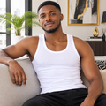 White Cotton Men's Vest Singlet – Model Shot