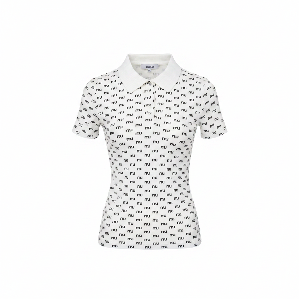 Women's Logo Print Polo Top – Ghost Mannequin White