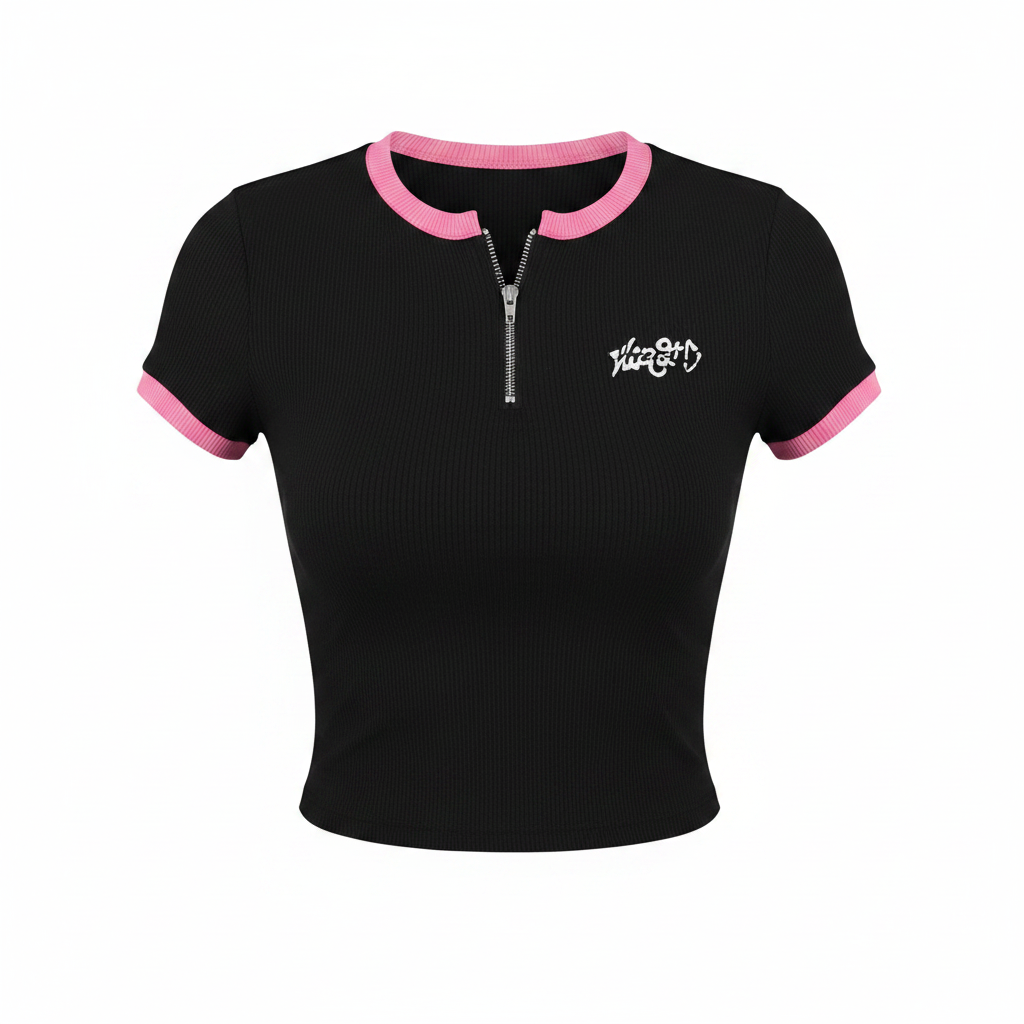 Ribbed Zip Crop Top – Ghost Mannequin Black
