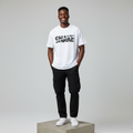 White Snake Paisley Graphic Oversized Tee - Male Model Front