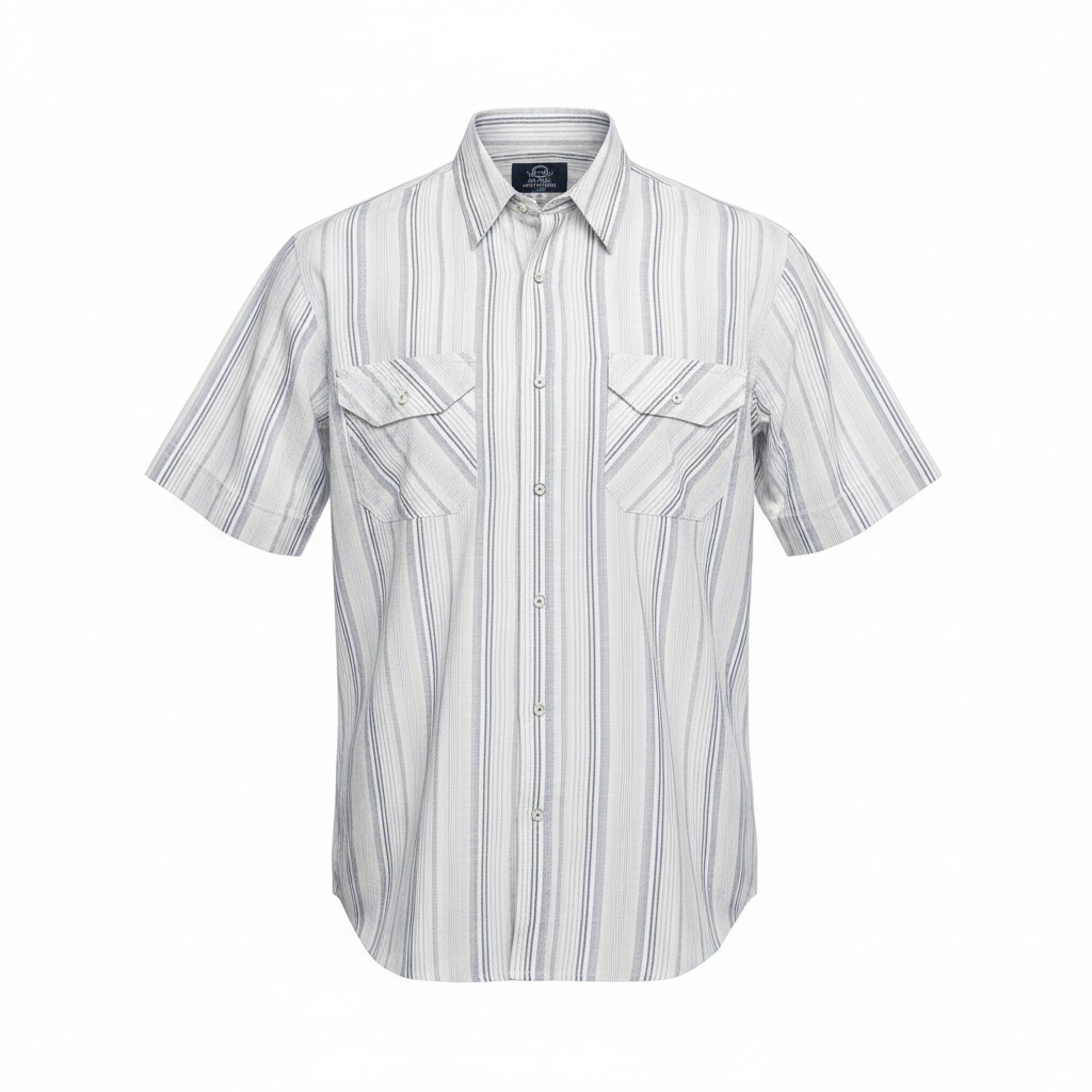 Ghost mannequin white grey striped short-sleeved shirt