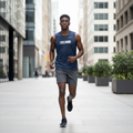 Nike Running Division navy mesh sleeveless sport vest on male model