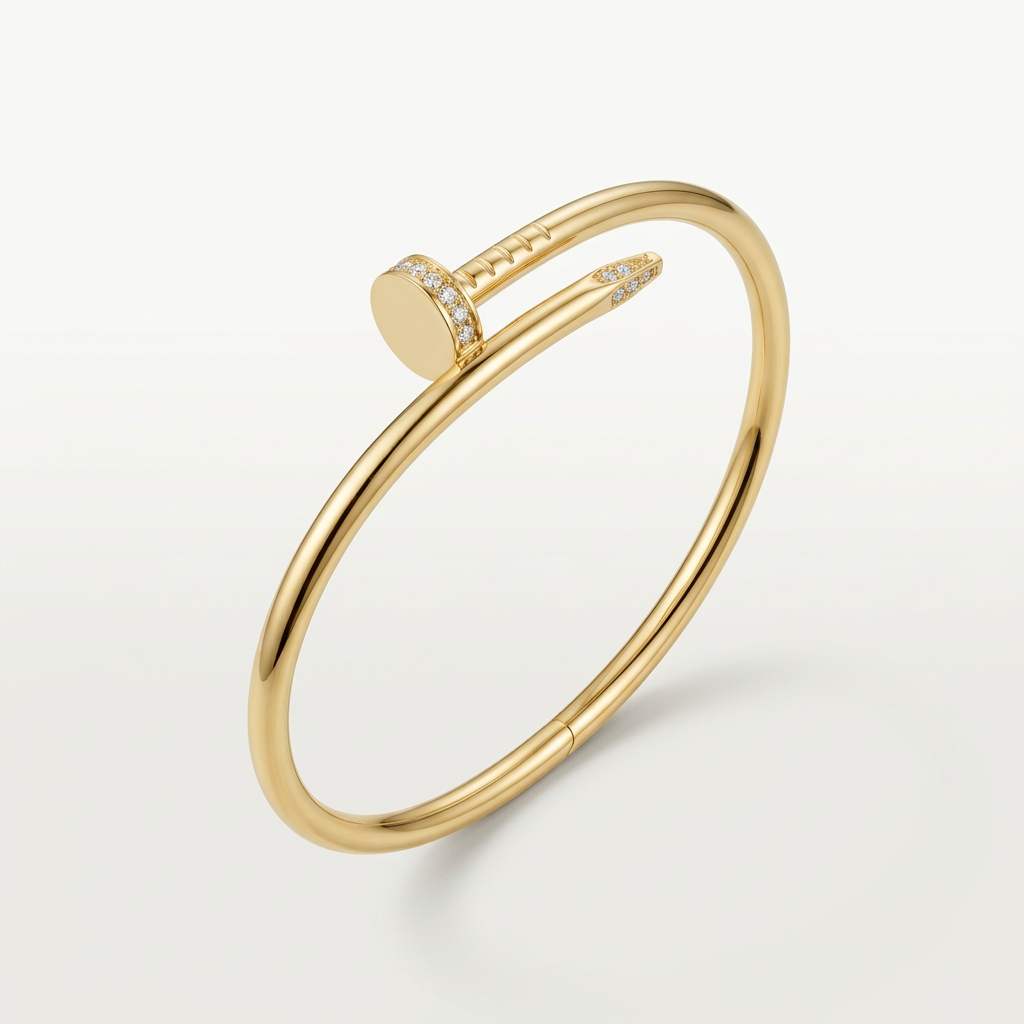 Gold-tone stone-detail nail bracelet on white