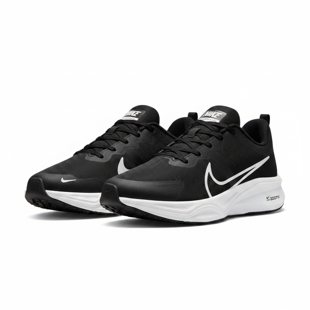 Nike ZoomX black and white running sneaker ghost mannequin product shot