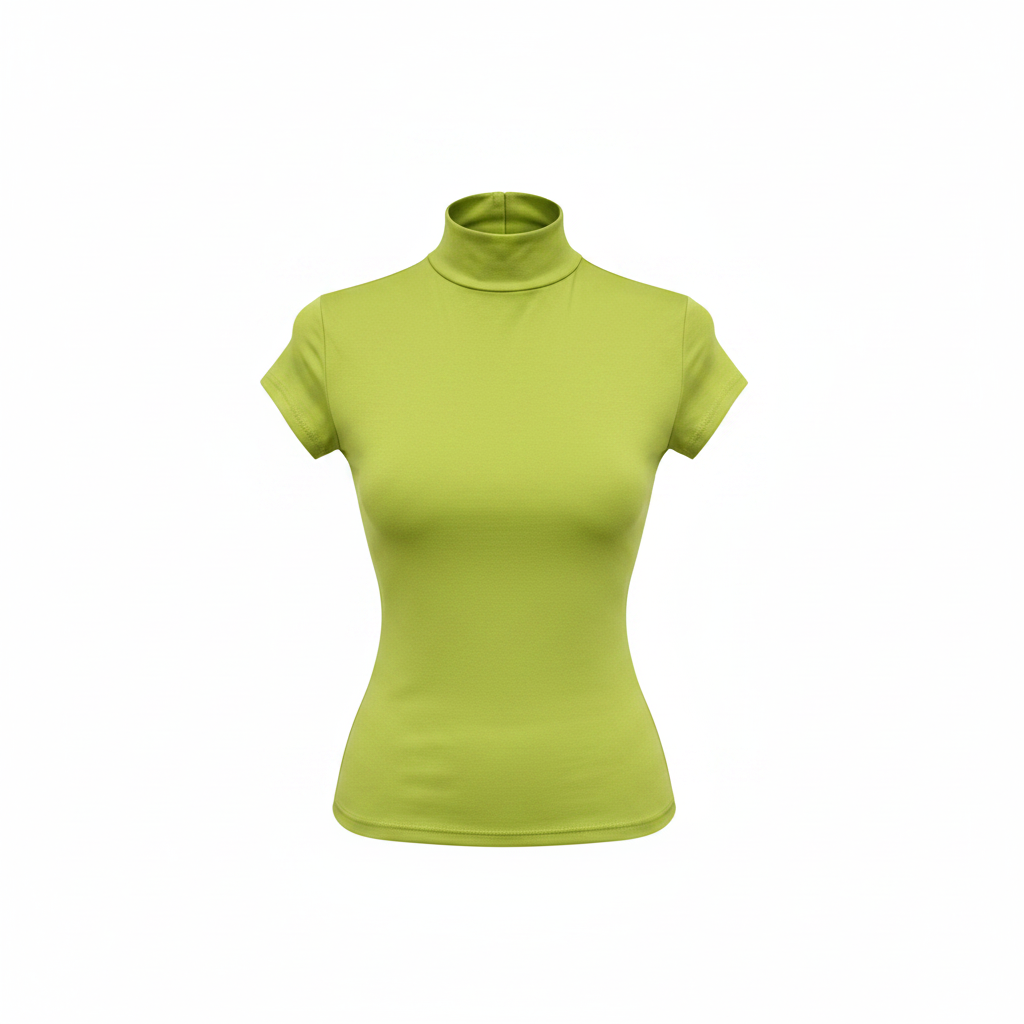 Women's Mock-Neck Short-Sleeve Fitted Top - Ghost Mannequin