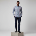 Blue Multi-Colour Plaid Long-Sleeved Shirt - Model Shot