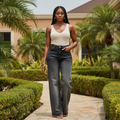 Women's Two-Tone Denim Jeans — Model Shot
