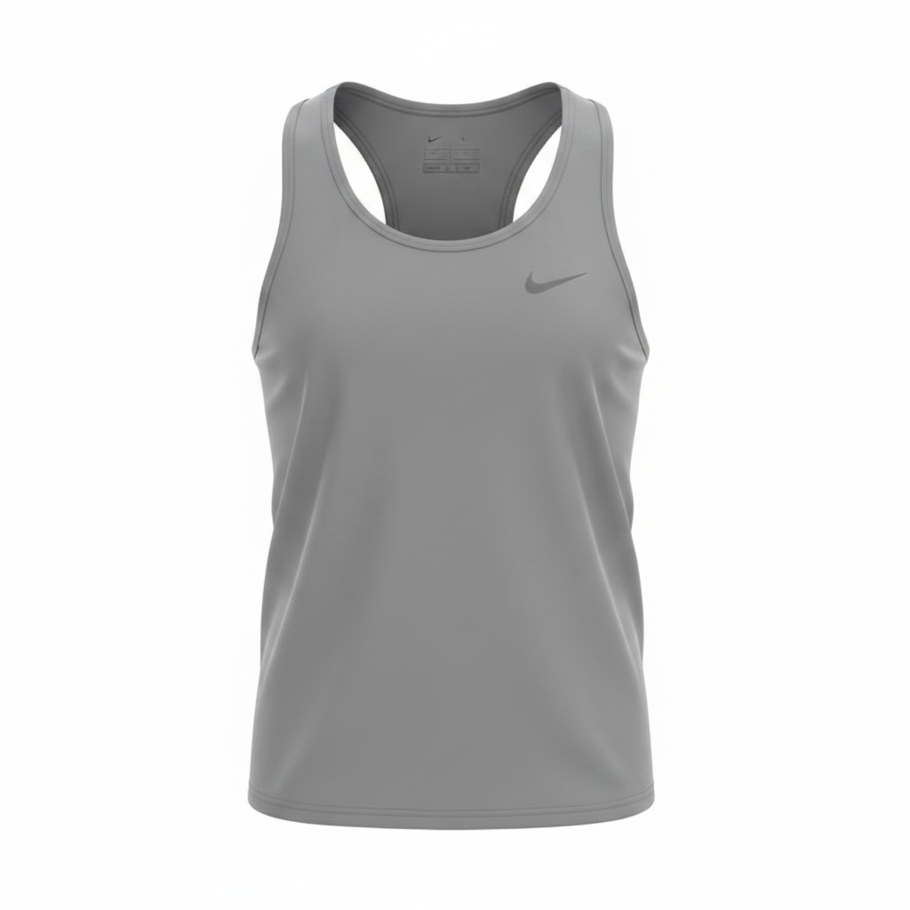 Nike stone grey sleeveless sport tank vest ghost mannequin view