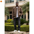 Men's Washed Tobacco Brown Cargo Bomber Jacket – Nigerian Male Model