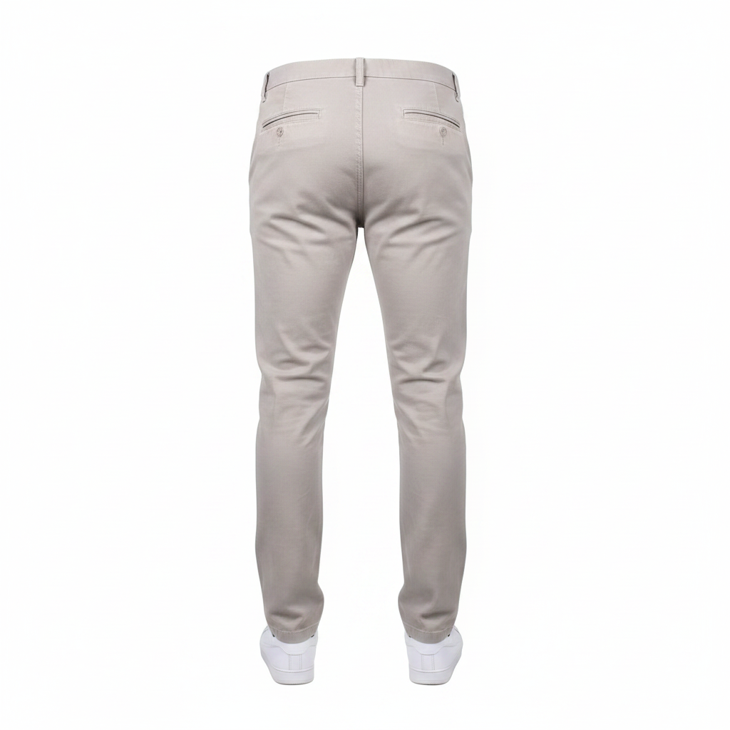 Grey Slim-Fit Chino Trousers for Teens – Back Ghost Mannequin