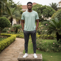 Men's Mint Sage Green Short-Sleeve Athletic Performance T-Shirt – Nigerian Male Model