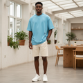 Mini Logo Oversized T-Shirt Sky Blue – Model Shot