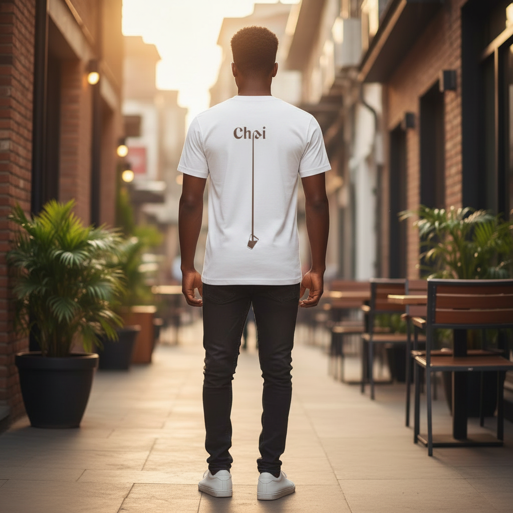 Chai Graphic Tee White – Back Model View