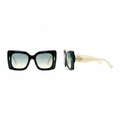 Ghost mannequin view — Oversized Square Cat-Eye Black Cream Temple Gold, front and side view