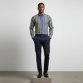 Navy Yellow Striped Long-Sleeved Shirt - Model Shot