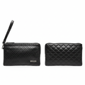 Baldinini black diamond-quilted leather men's clutch ghost mannequin front and back view