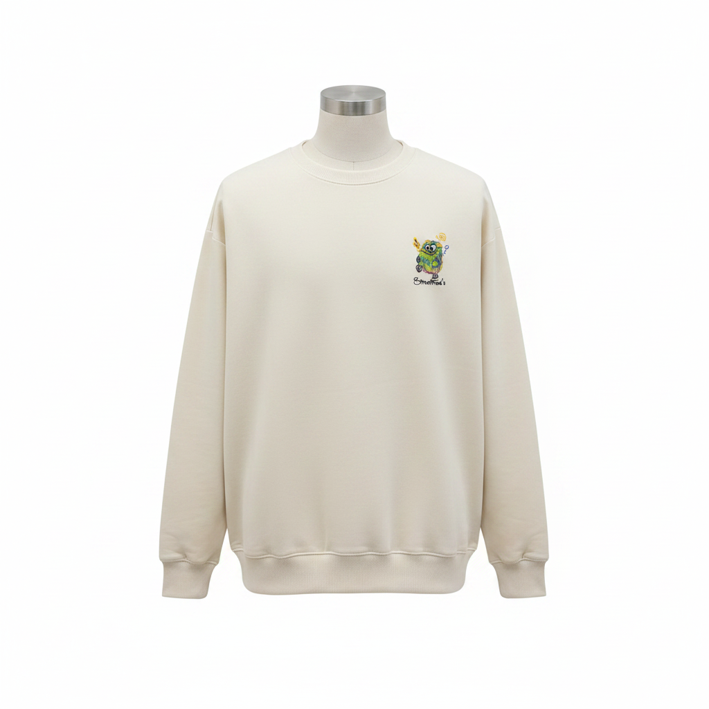 Ghost mannequin cream Monsters StreetTrend's sweatshirt front chest logo