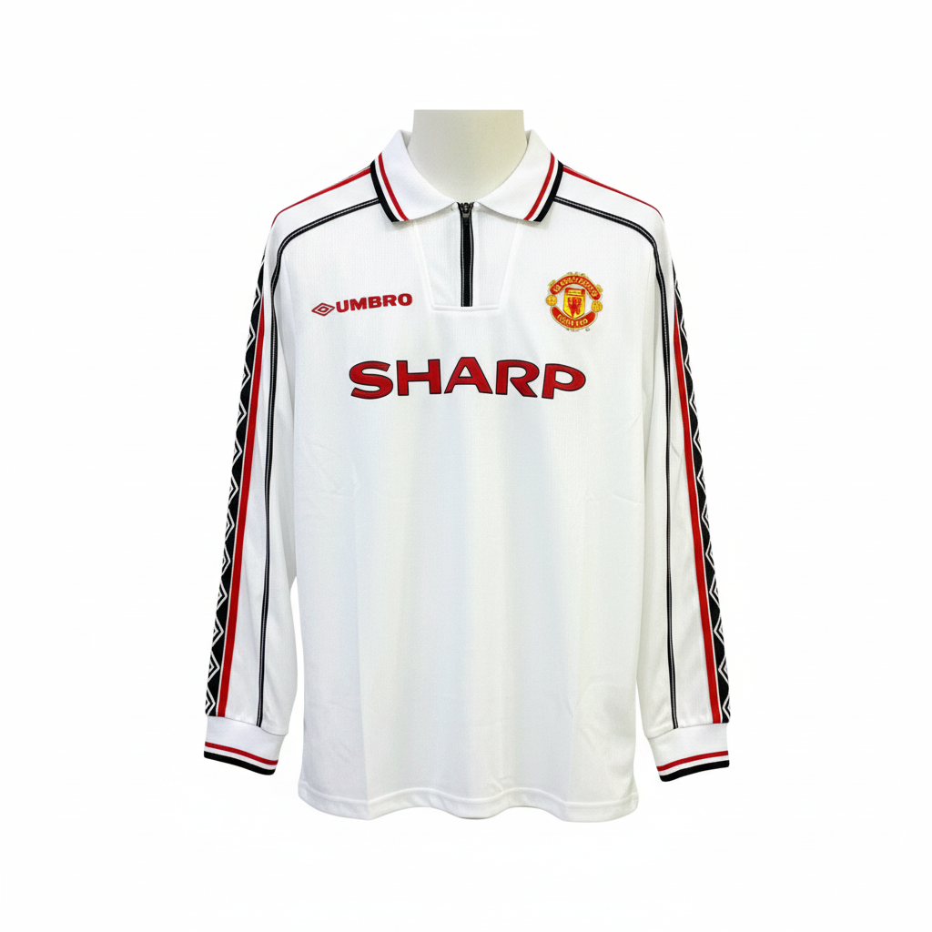 White Retro Long Sleeve Away Jersey – Ghost Mannequin