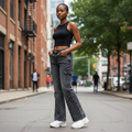 Monogram Flare Cargo Jeans - Model Shot