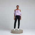 Lilac Rose Appliqué Bubble Top - Model Front View