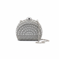 Enemuo Crystal Sunburst Rhinestone Minaudière – ghost mannequin view on white background