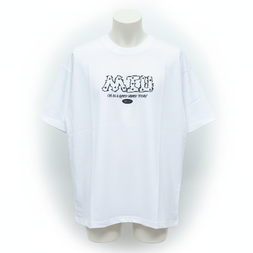 White NAFU Graphic Oversized Tee - Ghost Mannequin Front