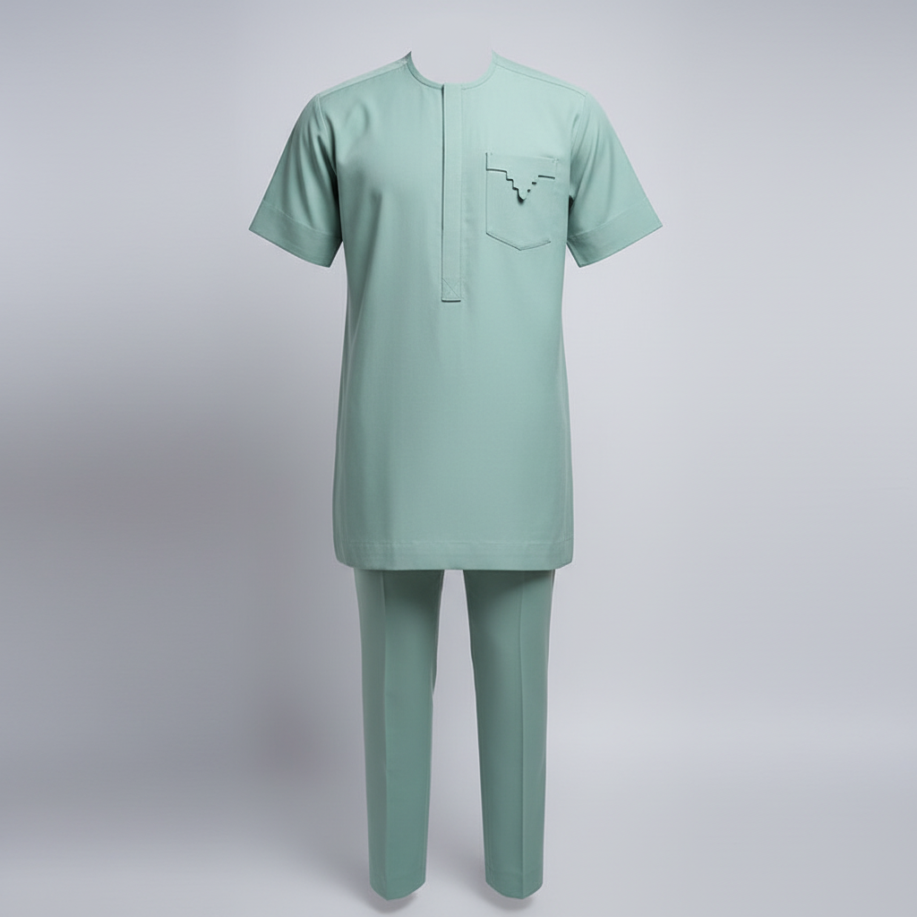 Ghost mannequin sage green zigzag-pocket senator set