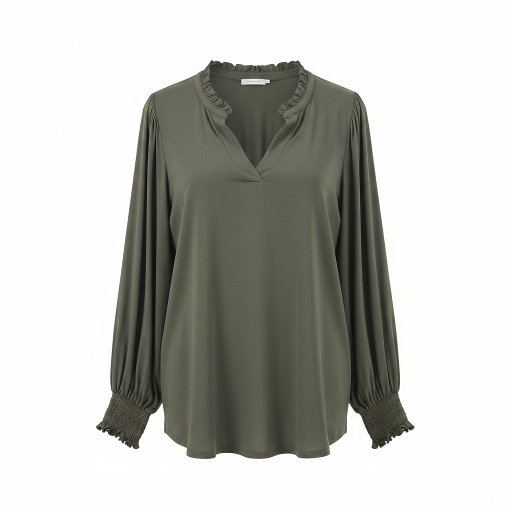 Olive Green Bishop Sleeve Blouse – Ghost Mannequin