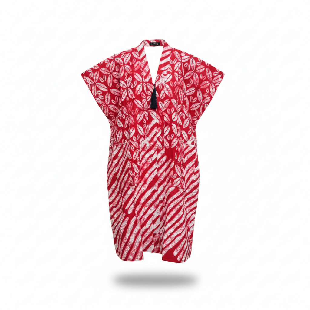 Women's Red Batik Bubu Gown – Ghost Mannequin View