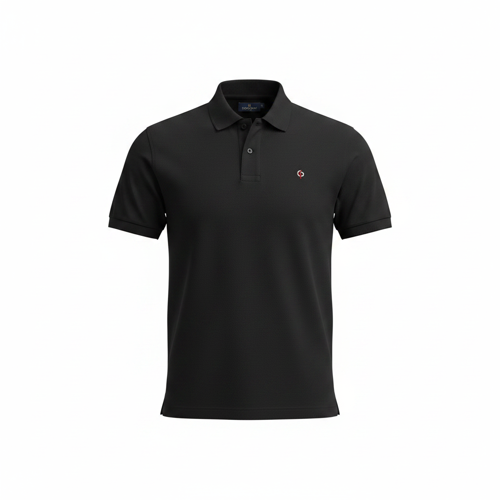 Black Polo Shirt – Ghost Mannequin Front