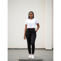Women's Plain Crew-Neck Crop Tee - Nigerian Female Model